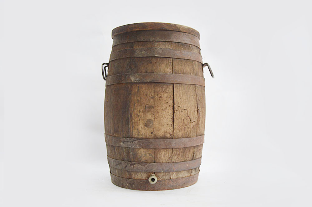Vintage Oak Pickle Barrel with Hinged Lid EBTH